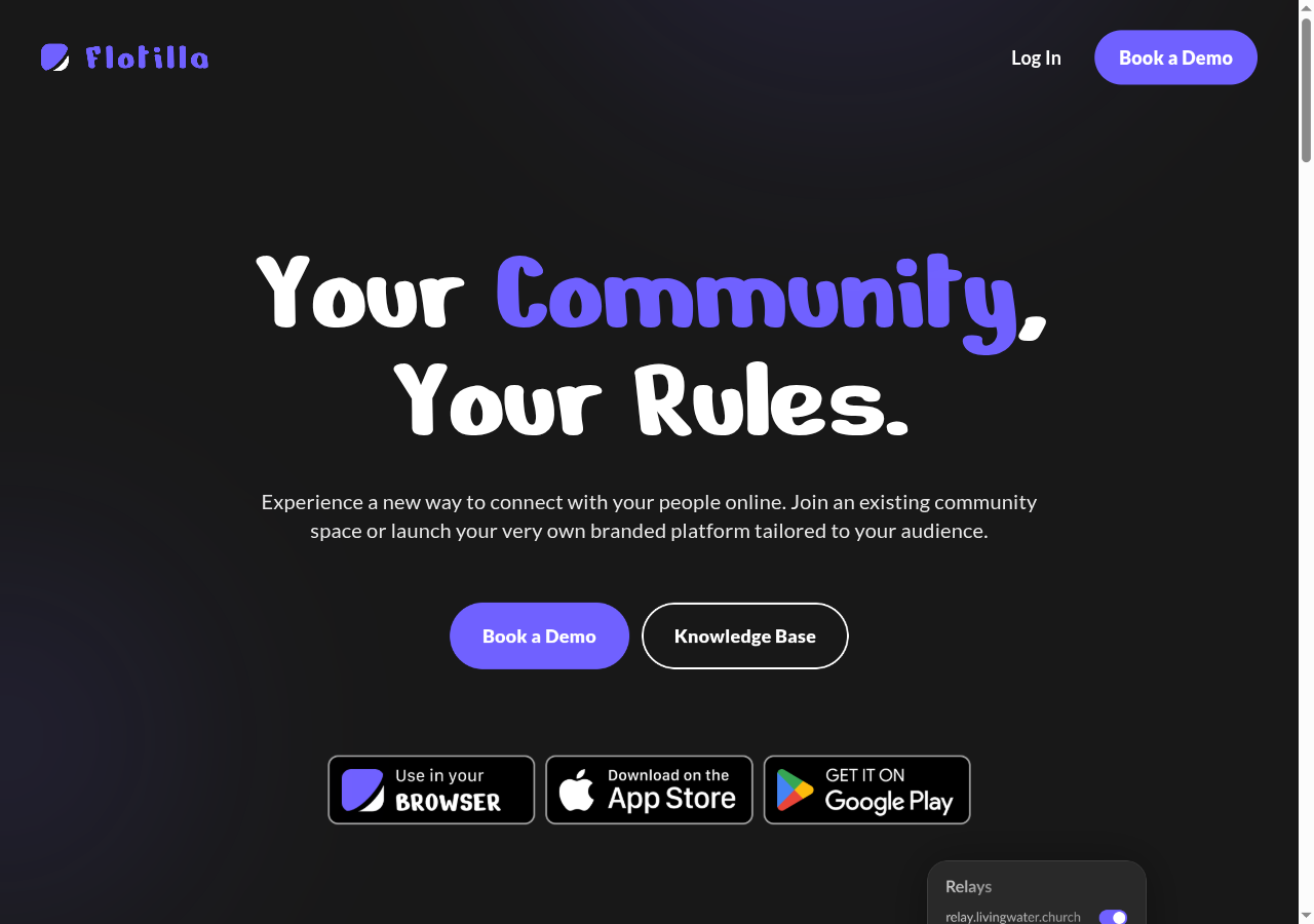 Flotilla läuft im Browser und als App Die Startseite von Flotilla: Community-Client für Browser, iOS und Android