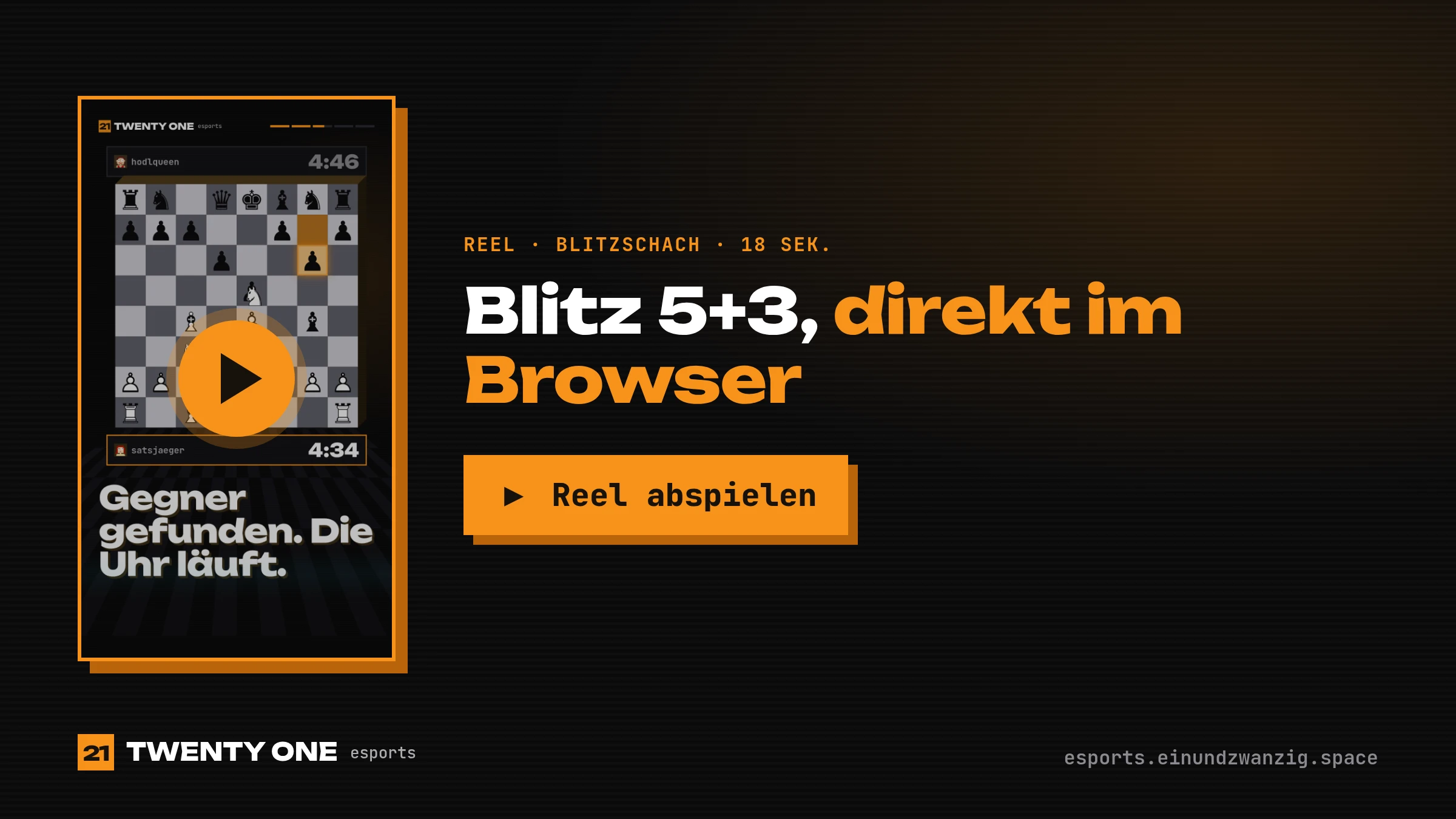 Reel: Blitzschach 5+3 direkt im Browser, zum Abspielen klicken